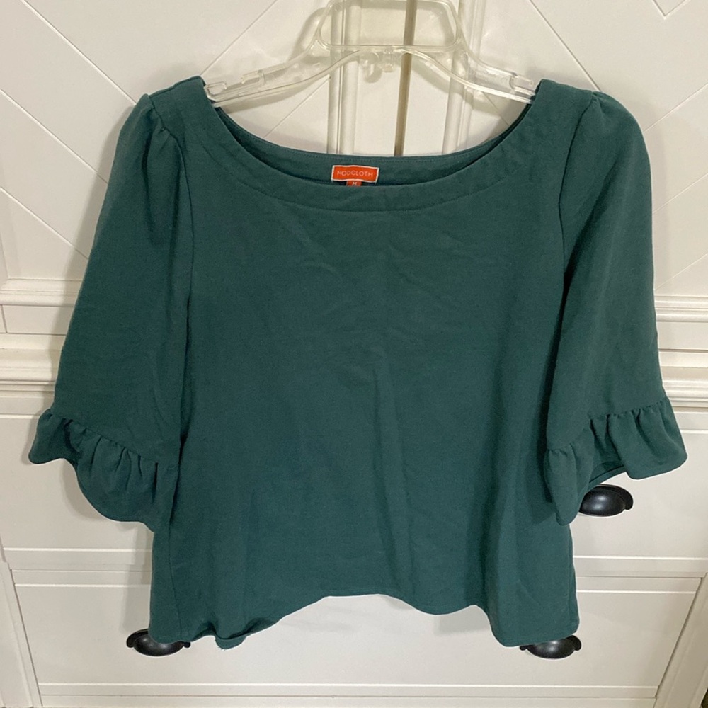 ModCloth Tulip Back Emerald Green Blouse